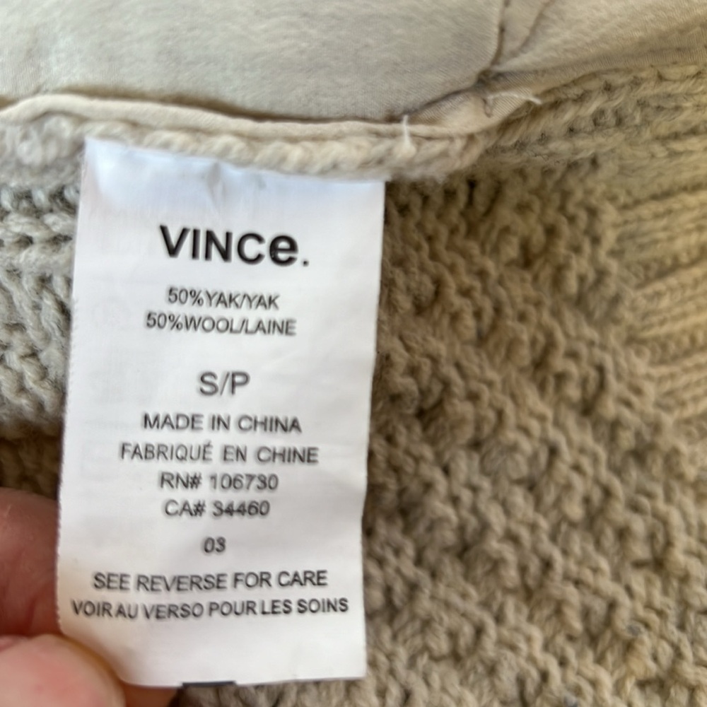 VINCE Open Cardigan Oatmeal Wool Blend Size S - Picture 4 of 5